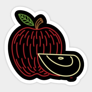 Neon Red Apple Sticker